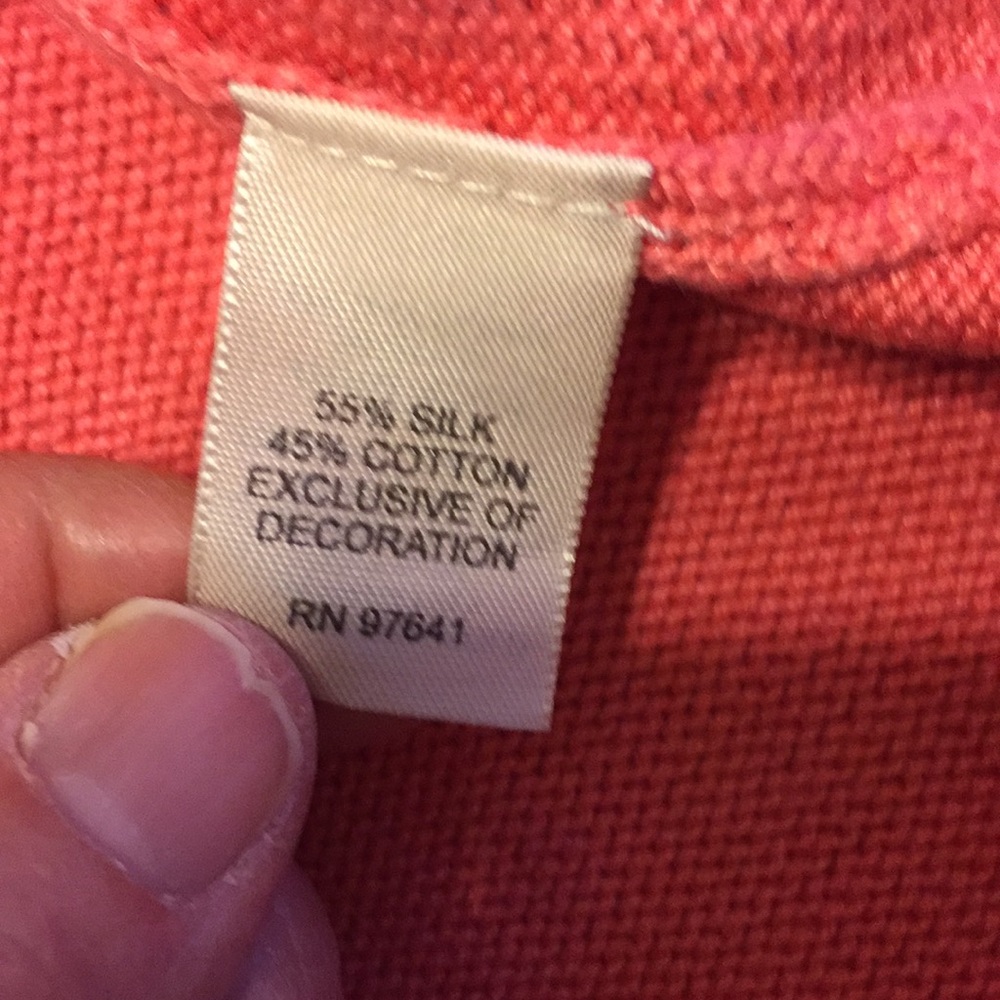 J Jill Pink Peach Cotton Silk Blend Cardigan Sweater Size Medium - Picture 9 of 14